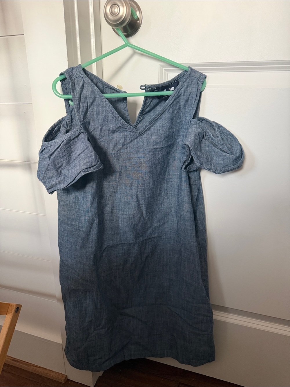 Lands' End Girls' Chambray Cold-Shoulder Dress in Blue